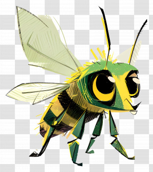 Cartoon Bee - Cartoon Bee Illustration With Big Eyes Transparent PNG