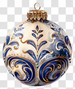 Christmas Ornament - Elegant Christmas Ornament With Blue And Gold Design Transparent PNG