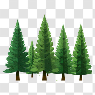 Christmas Tree - Cartoon Pine Trees In Green Forest Illustration Transparent PNG