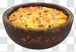 African Food - Delicious Baked Casserole In A Wooden Bowl Transparent PNG