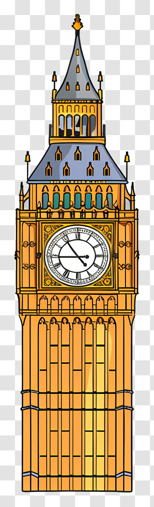 Big Ben - Colorful Big Ben Tower Illustration Transparent PNG