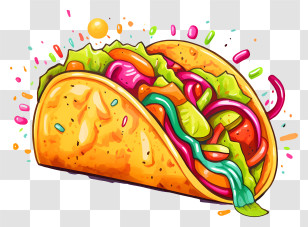 Cartoon Taco - Artistic Taco With Vibrant Fillings Transparent PNG
