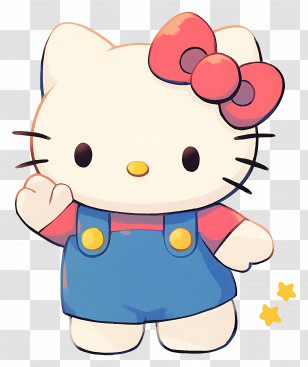 Hello Kitty - Cute White Cat Cartoon With Red Bow Transparent PNG