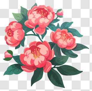 Peony Flower Arrangement - Blooming Peonies In Pink Illustration Transparent PNG