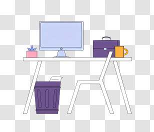 Background - Office Desk With Computer And Chair Transparent PNG