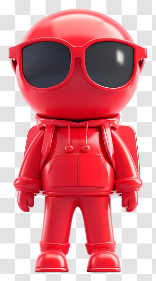 Figure - 3D Red Cartoon Character Wearing Sunglasses Transparent PNG