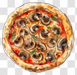 Mushroom Pizza - Mushroom Pizza With Crust Transparent PNG