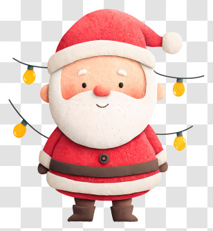 Santa Under Christmas Lights - Cute Santa Claus Transparent PNG