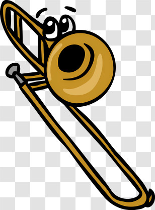 Music - Cartoon Trombone With Eyes Transparent PNG