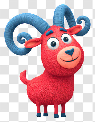 Colorful Goat - Cute Red Horned Goat Transparent PNG