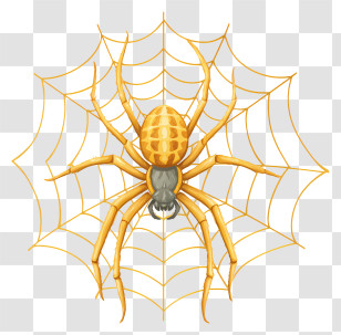 Spider Web - Detailed Spider On Web Illustration Transparent PNG