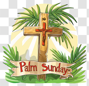 Palm Sunday - Palm Sunday Cross With Greenery Illustration Transparent PNG