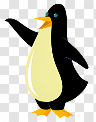 Oswald - Cartoon Penguin Waving Cheerfully Transparent PNG