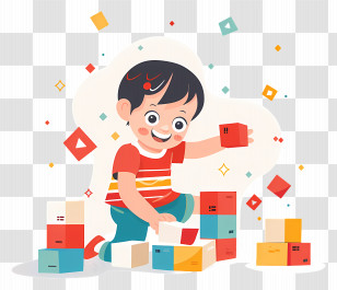 Child Playing Blocks - Child Playing With Building Blocks Transparent PNG