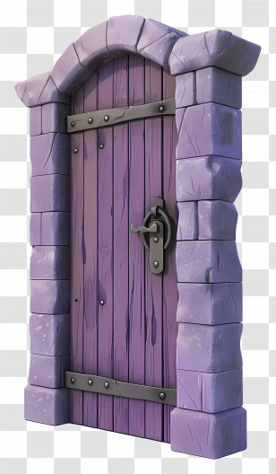 3d Modern Door - Purple Door With Stone Frame Transparent PNG