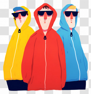 Men In Hoodies - Colorful Hoodies With Sunglasses Transparent PNG