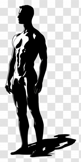 Standing Man Silhouette - Silhouette Of A Standing Man In Classic Pose Transparent PNG