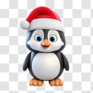 Christmas Penguin - Cute Penguin In Santa Hat Transparent PNG