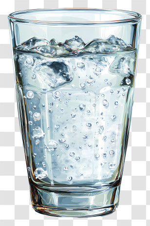Sparkling Water - Refreshing Glass Of Ice Water Transparent PNG