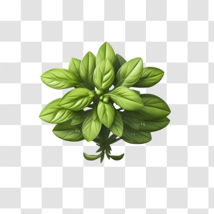 Herb - Fresh Green Basil Leaves Illustration Transparent PNG