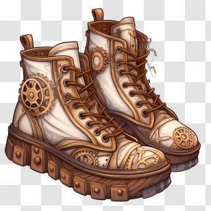 Sneakers - Steampunk Boots With Intricate Gear Details Transparent PNG