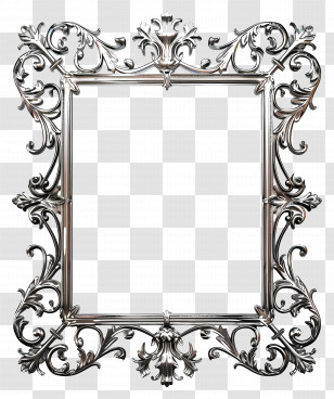 Metal Frame - Exquisite Ornate Silver Frame Transparent PNG