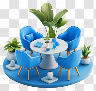 Dining Room - Modern Blue Table And Chairs Set Transparent PNG