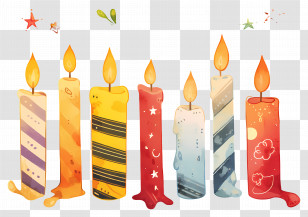 Christmas Candles - Colorful Decorative Burning Candles Transparent PNG