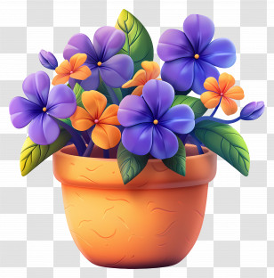 Pot Of Flowers - Colorful Potted Flowers Transparent PNG