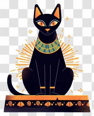 Egyptian Cat - Mystical Black Cat With Egyptian Necklace Transparent PNG