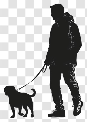 Dog Silhouette - Silhouette Of Man Walking A Dog Transparent PNG