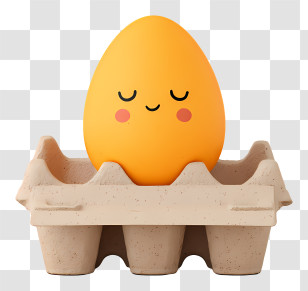 Sad Egg In Egg Carton - Cute Smiling Egg In Carton Transparent PNG