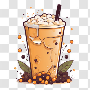 Bubble Milk Tea - Delicious Boba Tea Glass With Tapioca Pearls Transparent PNG