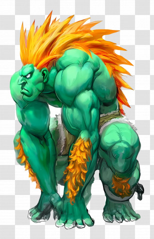 Blanka - Green Monster With Orange Hair Transparent PNG