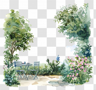 Summer Yard - Garden With Table And Chairs Transparent PNG