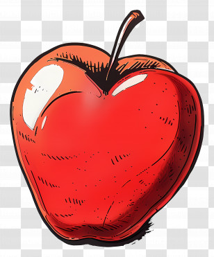 Cartoon Apple - Red Apple Illustration Transparent PNG