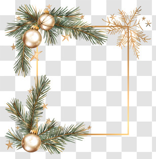 Christmas Frame - Festive Christmas Frame With Ornaments Transparent PNG