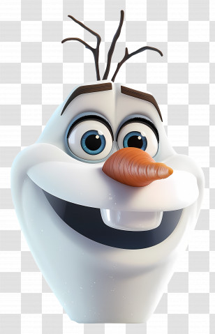 Olaf - Joyful Snowman Cartoon Face With Frosty Details Transparent PNG