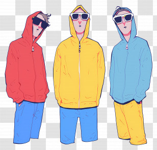 Men In Hoodies - Colorful Hoodies In Casual Style Transparent PNG