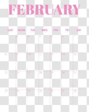 February 2026 Calendar - February Calendar With Pink Design Transparent PNG