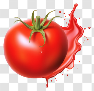 Tomato - Juicy Red Tomato With Splash Illustration Transparent PNG