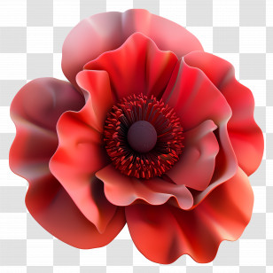 3d Flower - Vibrant Red Flower With Detailed Petals Transparent PNG