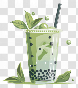 Matcha Bubble Tea - Refreshing Green Bubble Tea With Boba Transparent PNG