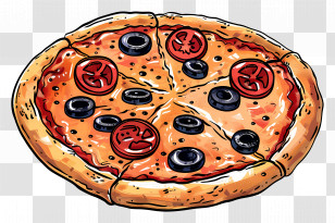 Greek Pizza - Pizza With Tomato And Olive Toppings Transparent PNG