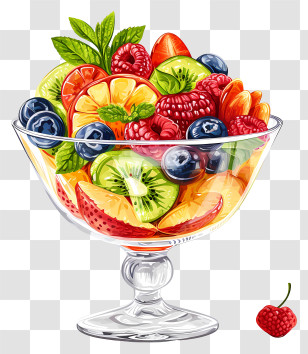 Fruit Salad - Colorful Fruit Salad In A Glass Bowl Transparent PNG