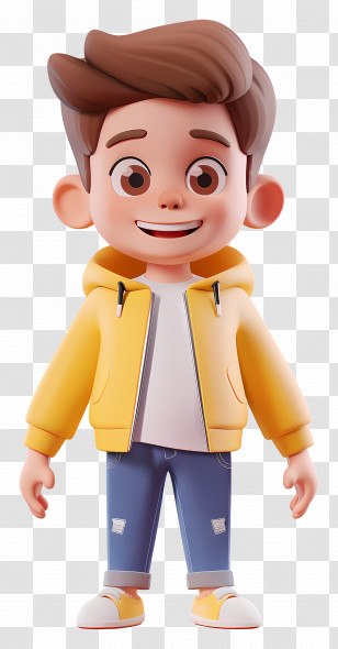 Boy Cartoon - Cartoon Boy In Yellow Jacket Transparent PNG