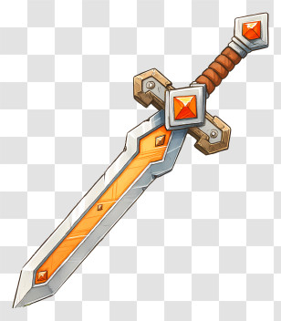 Minecraft Sword - Fantasy Sword With Gemstones Transparent PNG