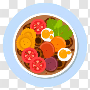 Food Bowl - Colorful Plate Of Food Illustration Transparent PNG