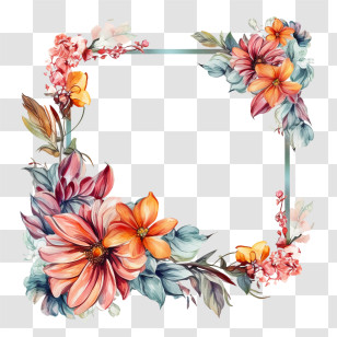 Flower Frame
 - Floral Frame Highlighted By Vibrant Colored Blooms Transparent PNG