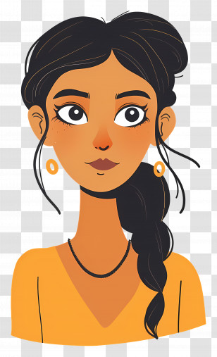 Indian Woman - Cartoon Woman Portrait Illustration Transparent PNG